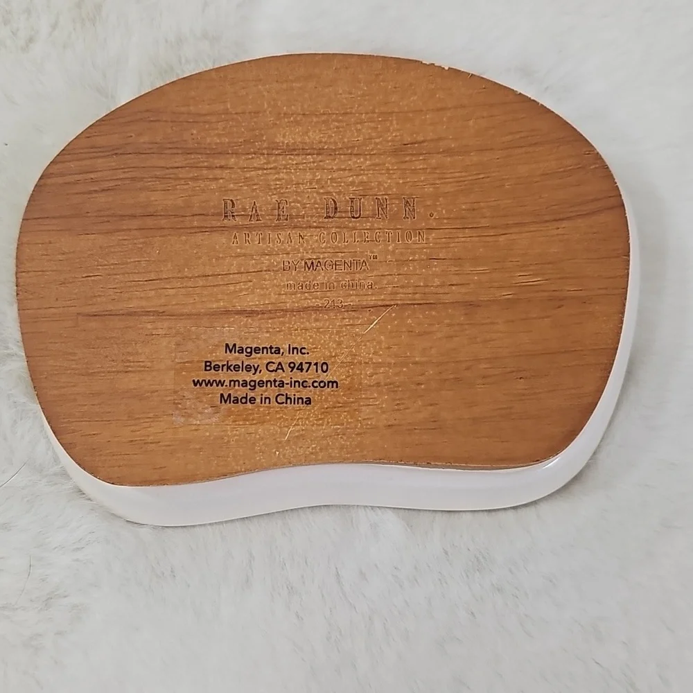 Rae Dunn Soap Dish WASH. Nwt. Ceramic top and wood bottom. 5½